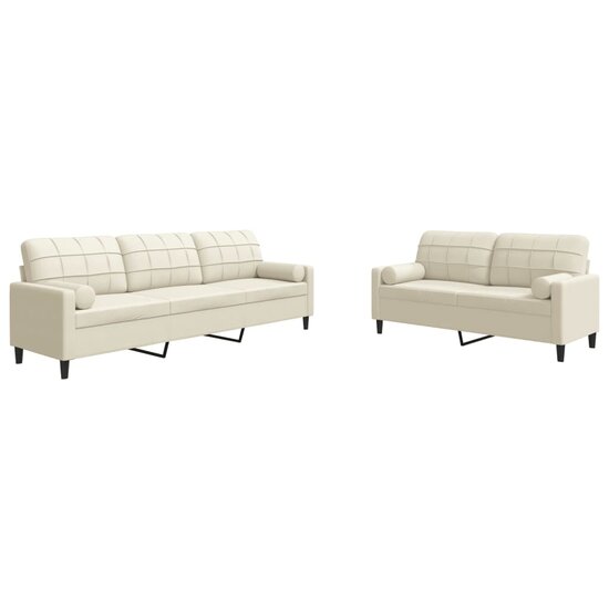 2-Delige Loungeset En Bolsters Fluweel Kleurig Cr&egrave;me met kussens