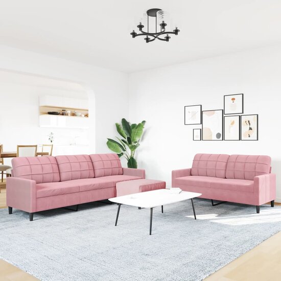3-Delige Loungeset Met Kussens Fluweel Roze
