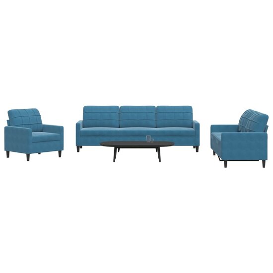 4-Delige Loungeset Met Kussens Fluweel Blauw