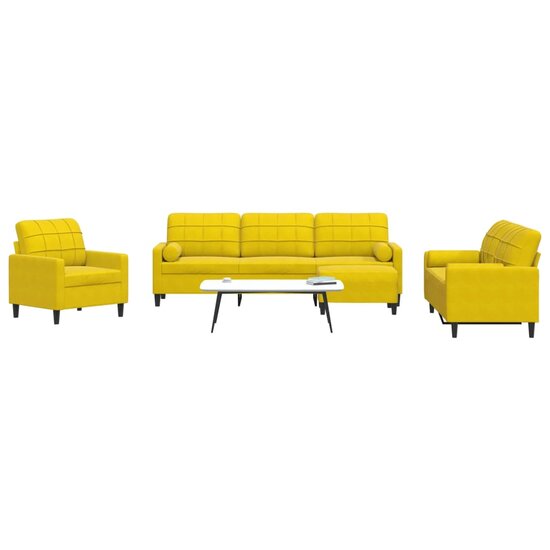 4-Delige Loungeset Met Kussens En Bolsters Fluweel Geel