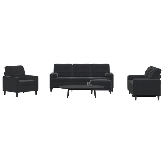 4-Delige Loungeset Met Kussens En Bolsters Fluweel Zwart