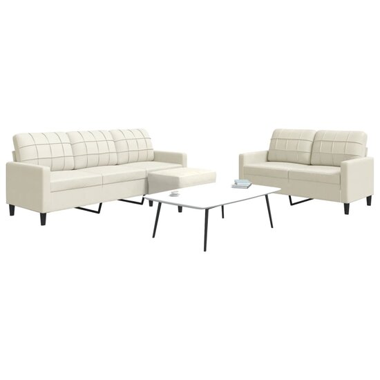 3-Delige Loungeset Met Kussens Fluweel Kleurig Cr&egrave;me