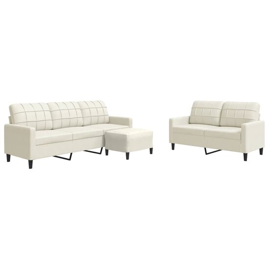 3-Delige Loungeset Met Kussens Fluweel Kleurig Cr&egrave;me