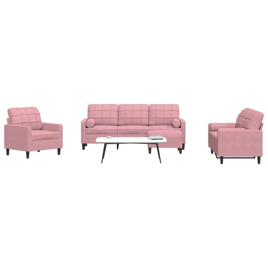 4-Delige Loungeset Met Kussens En Bolsters Fluweel Roze