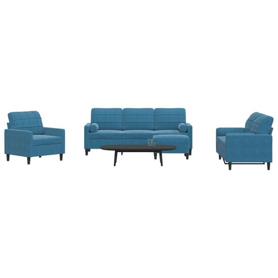 4-Delige Loungeset Met Kussens En Bolsters Fluweel Blauw
