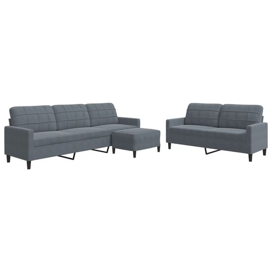 3-Delige Loungeset Met Kussens Fluweel Donkergrijs