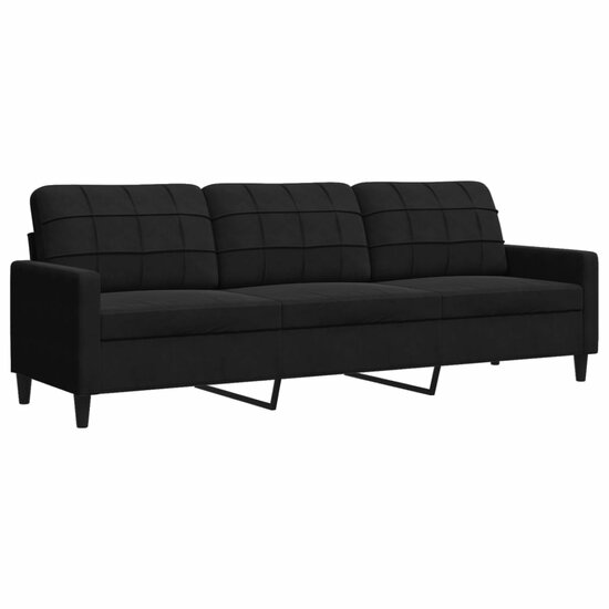 3-Delige Loungeset En Bolsters Fluweel Zwart met kussens