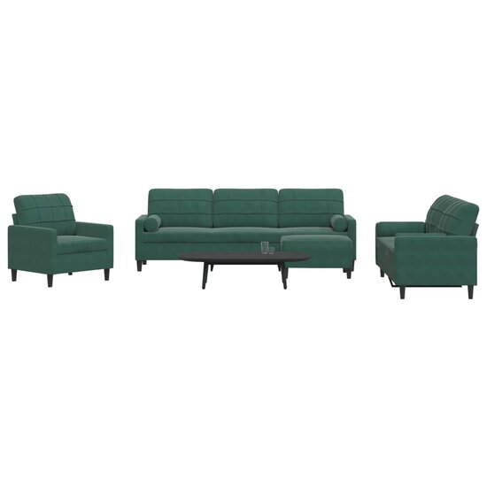 4-Delige Loungeset Met Kussens En Bolsters Fluweel Donkergroen