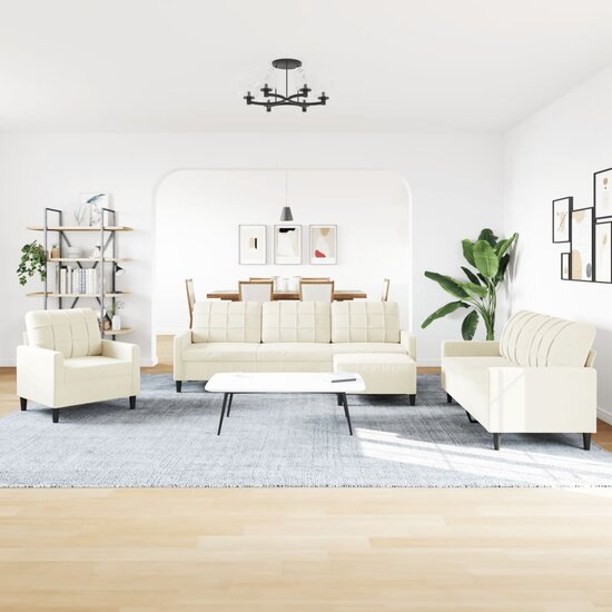 4-Delige Loungeset Met Kussens Fluweel Kleurig Cr&egrave;me