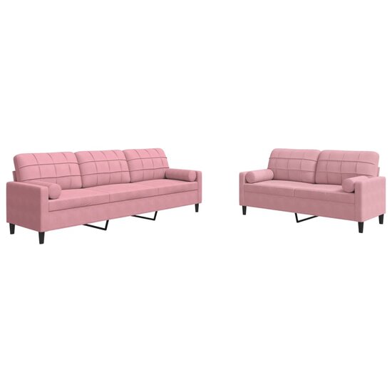 2-Delige Loungeset En Bolsters Fluweel Roze met kussens