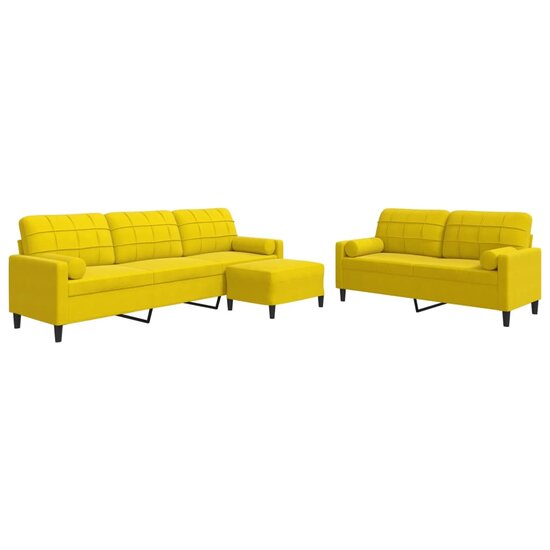 3-Delige Loungeset Met Kussens En Bolsters Fluweel Geel