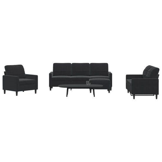 4-Delige Loungeset Met Kussens Fluweel Zwart