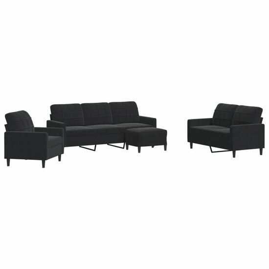4-Delige Loungeset Met Kussens Fluweel Zwart