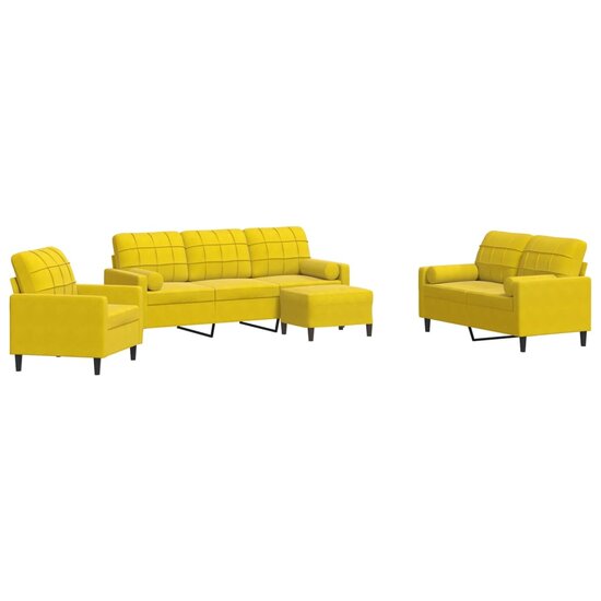 4-Delige Loungeset Met Kussens En Bolsters Fluweel Geel
