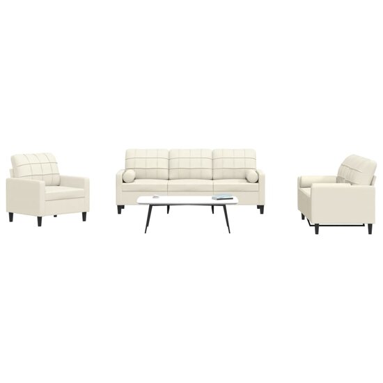 3-Delige Loungeset En Bolsters Fluweel Kleurig Cr&egrave;me met kussens