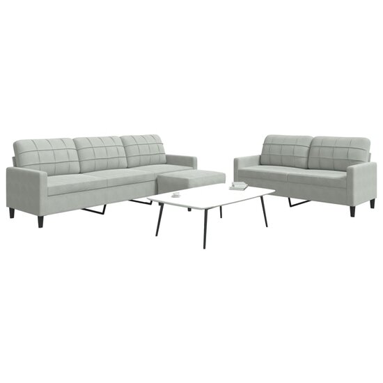 3-Delige Loungeset Met Kussens Fluweel Lichtgrijs