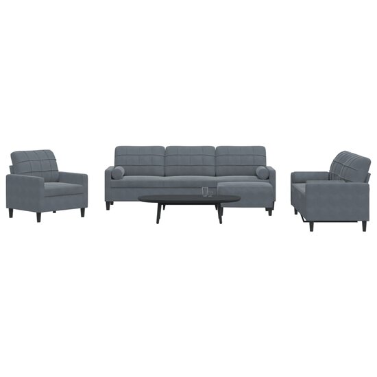 4-Delige Loungeset Met Kussens En Bolsters Fluweel Donkergrijs