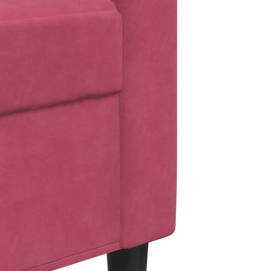 3-Delige Loungeset En Bolsters Fluweel Wijnrood met kussens