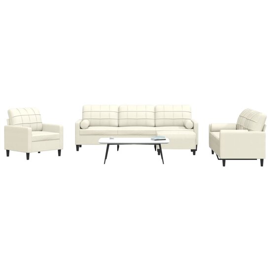4-Delige Loungeset Met Kussens En Bolsters Fluweel Kleurig Cr&egrave;me