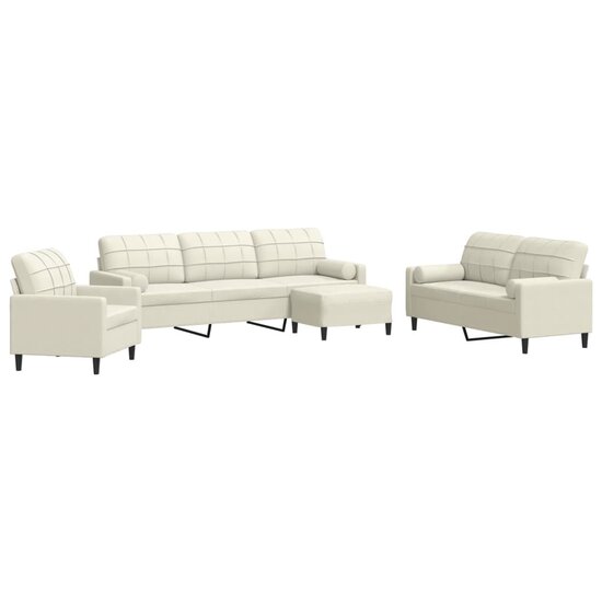 4-Delige Loungeset Met Kussens En Bolsters Fluweel Kleurig Cr&egrave;me