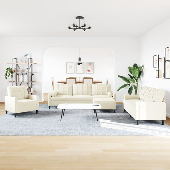 4-Delige Loungeset Met Kussens En Bolsters Fluweel Kleurig Cr&egrave;me