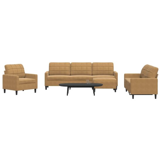 4-Delige Loungeset Met Kussens Fluweel Bruin