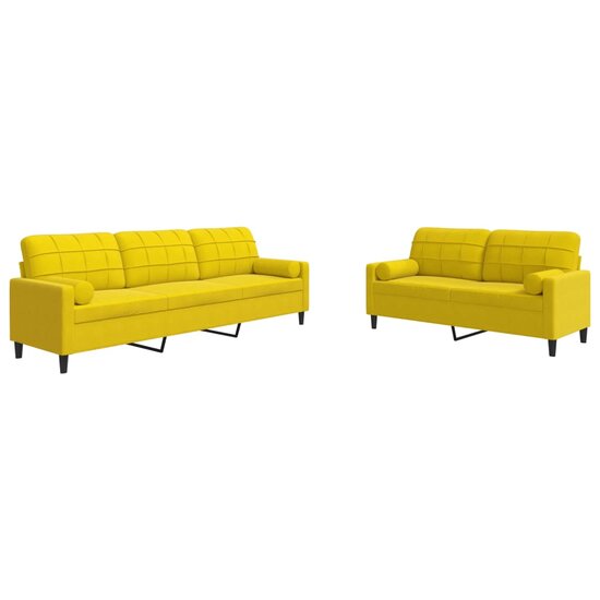 2-Delige Loungeset En Bolsters Fluweel Geel met kussens