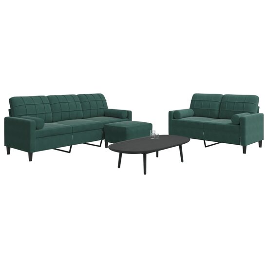3-Delige Loungeset Met Kussens En Bolsters Fluweel Donkergroen