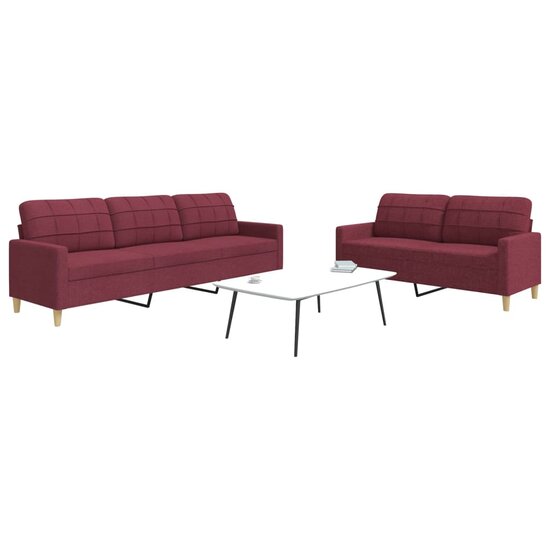 2-Delige Loungeset Stof Wijnrood