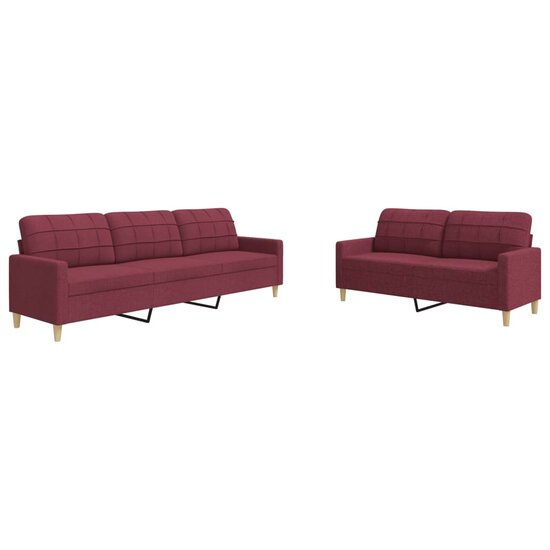2-Delige Loungeset Stof Wijnrood