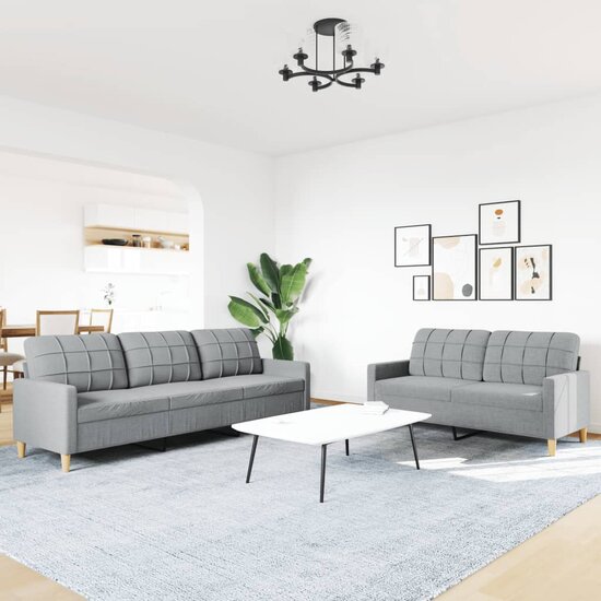 2-Delige Loungeset Stof Lichtgrijs