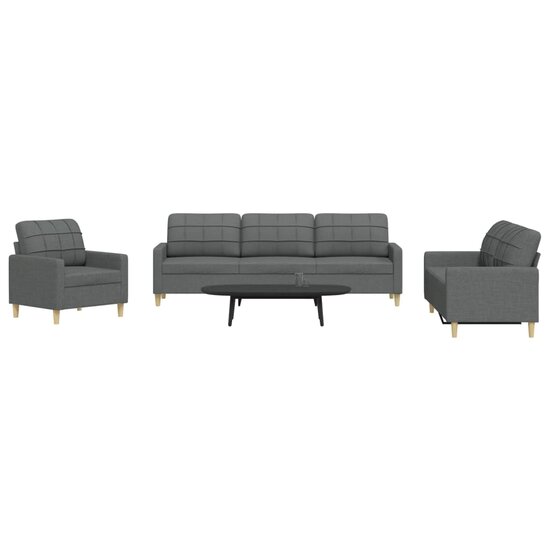 3-Delige Loungeset Stof Donkergrijs