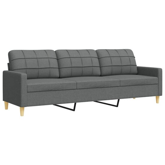 3-Delige Loungeset Met Sierkussens Stof Donkergrijs
