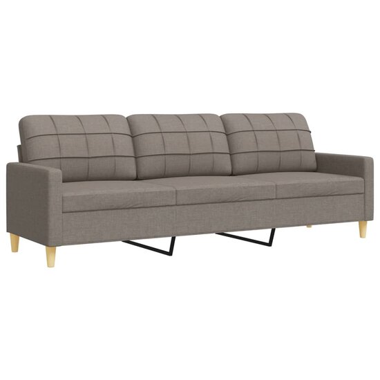 3-Delige Loungeset Met Voetenbank En Kussens Stof Taupe