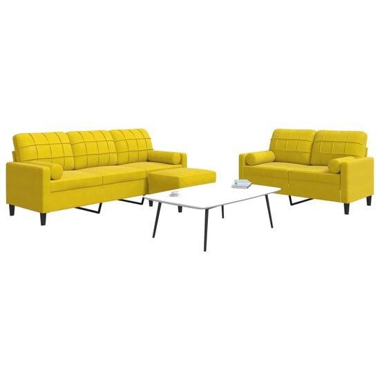 3-Delige Loungeset Met Kussens En Bolsters Fluweel Geel