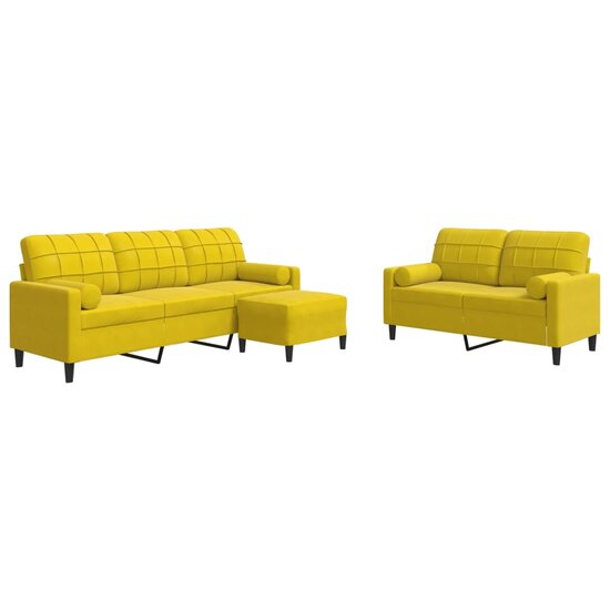 3-Delige Loungeset Met Kussens En Bolsters Fluweel Geel