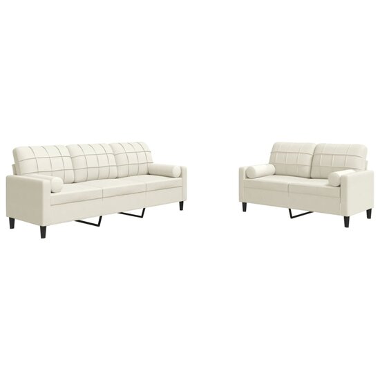 2-Delige Loungeset En Bolsters Fluweel Kleurig Cr&egrave;me met kussens
