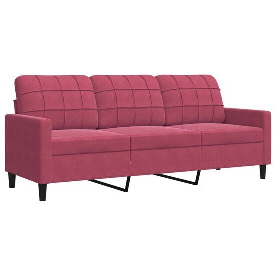 3-Delige Loungeset Met Kussens En Bolsters Fluweel Wijnrood