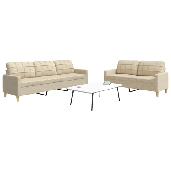 2-Delige Loungeset Stof Kleurig Cr&egrave;me