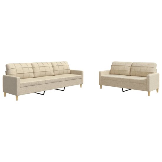 2-Delige Loungeset Stof Kleurig Cr&egrave;me