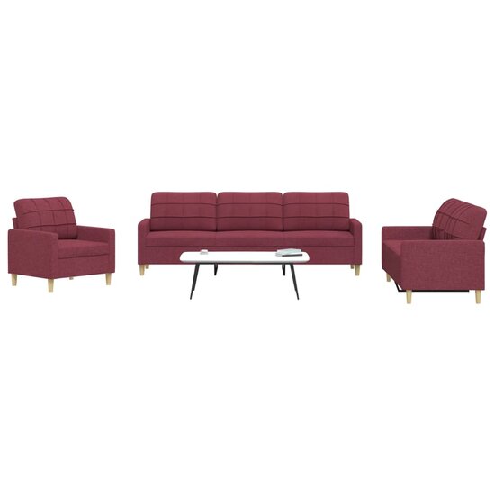 3-Delige Loungeset Stof Wijnrood