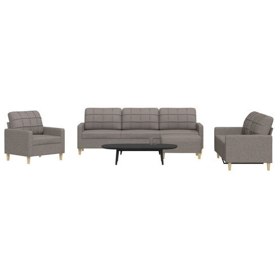 4-Delige Loungeset Stof Taupe Met voetenbank