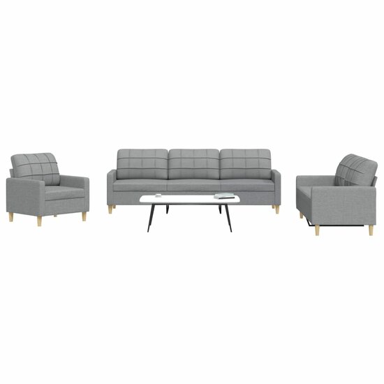 3-Delige Loungeset Stof Lichtgrijs