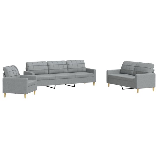 3-Delige Loungeset Stof Lichtgrijs