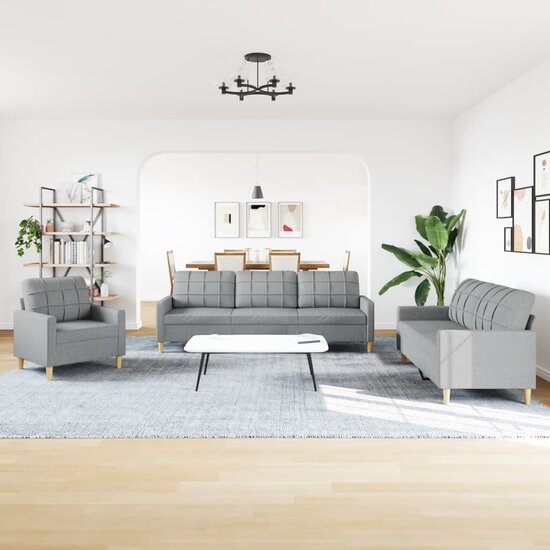 3-Delige Loungeset Stof Lichtgrijs