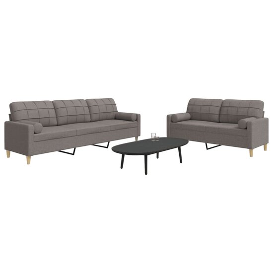 2-Delige Loungeset Met Sierkussens Stof Taupe