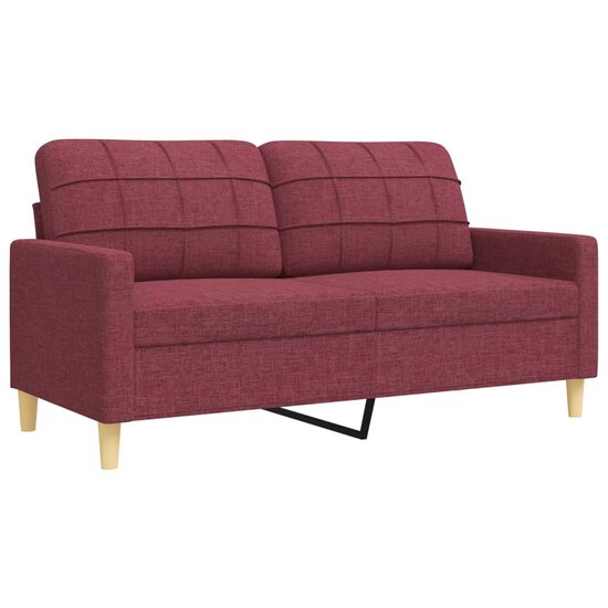 3-Delige Loungeset Met Sierkussens Stof Wijnrood