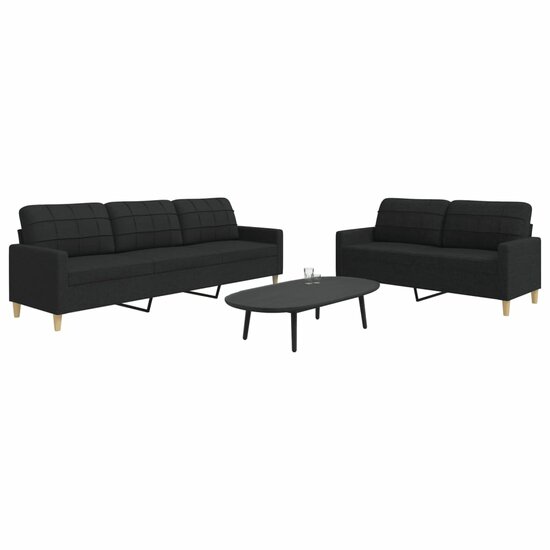 2-Delige Loungeset Stof Zwart