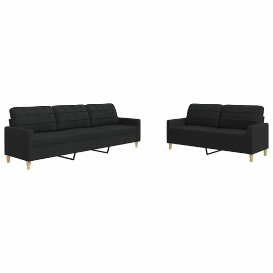 2-Delige Loungeset Stof Zwart