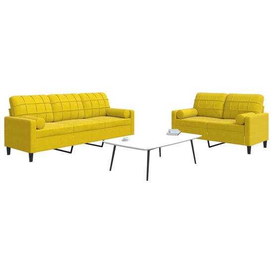 2-Delige Loungeset En Bolsters Fluweel Geel met kussens